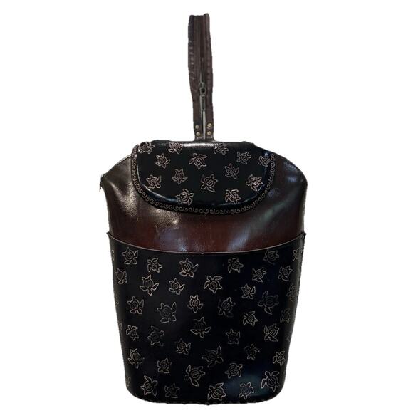 NEW Mexico Brown Turtle Embossed Tooled‎ Leather Women\'s Backpack 13” Purse main image 14